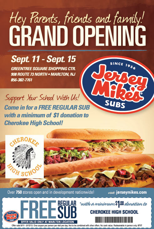 Jersey Mike's Subs Grand Opening Free 
